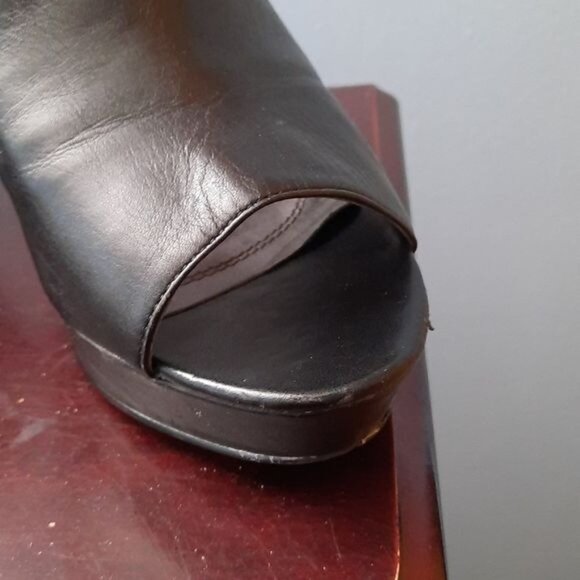 Tahari Black Open Toe Leather Sling Back Sandals Bootie Shoes Size 10. - Picture 5 of 10